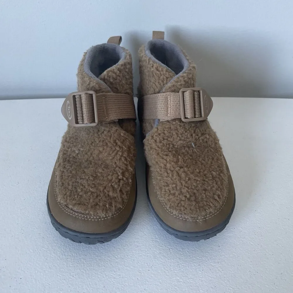 Chaco Ramble Fluff Kids' Ankle Boot Natural Brown Fuzzy Cozy Warm Unisex 3.5